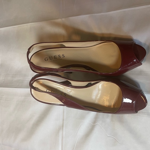 Guess Women's Wine Peep-Toe Heels - Picture 1 of 4